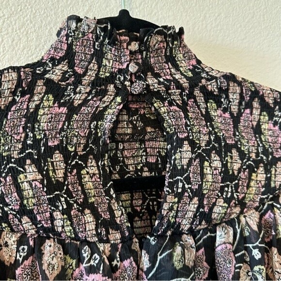 cinq a sept drew georgette floral ruffle smocked blouse - Picture 5 of 12